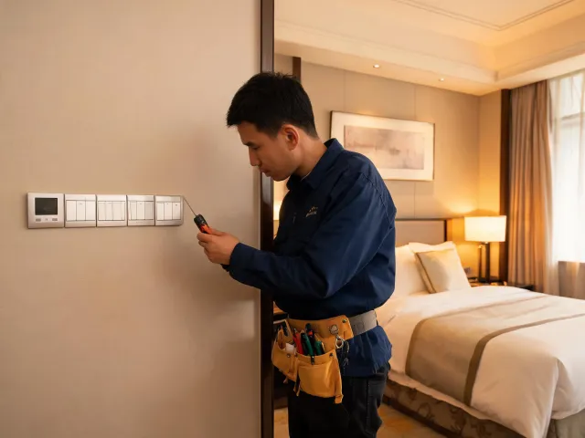 Hotel guestroom wall control installation